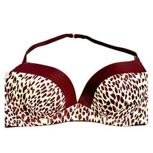 VS PURPLE ANIMAL PRINT  HALTER SWIM TOP 32C